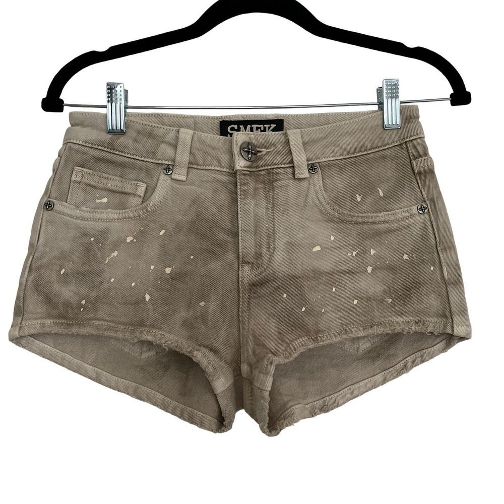 SMFK Rage Wild Denim Cut Off Shorts Distressed Size XS Beach Brown Frayed Hem